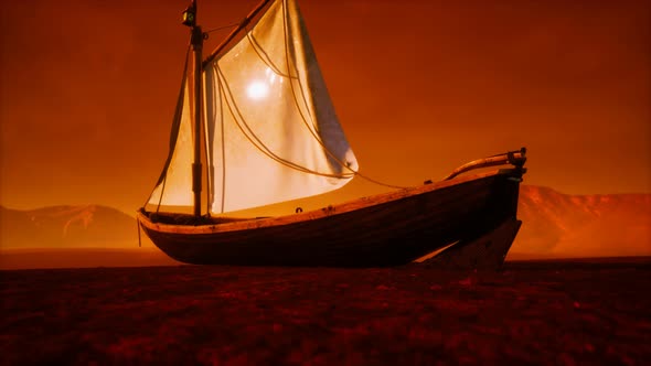 Fishing or Fisherman Boat Abandoned in Desert