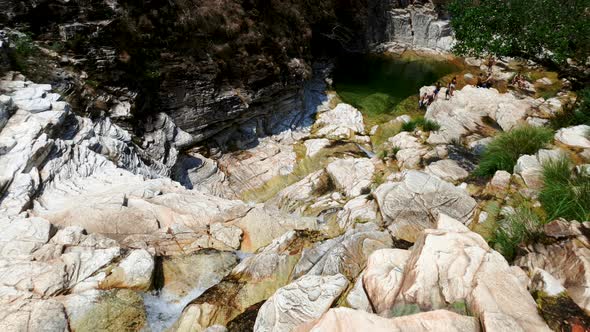 Water flowing in waterfall of Capitólio Minas Gerais. Paradise Lost Waterfall Cliff