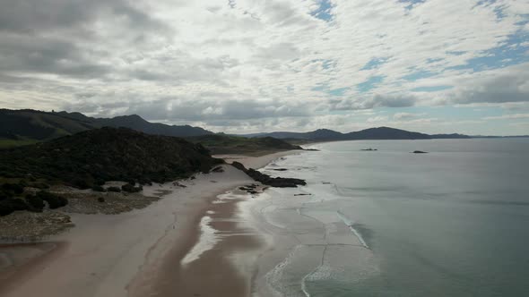 Aerial View Of Ocean Beach In Whangarei Heads In Northland, New Zealand.