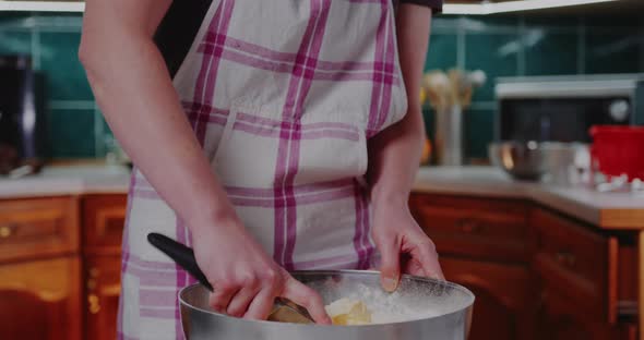 Woman Working in the Kitchen Baking Croissants and Cookies