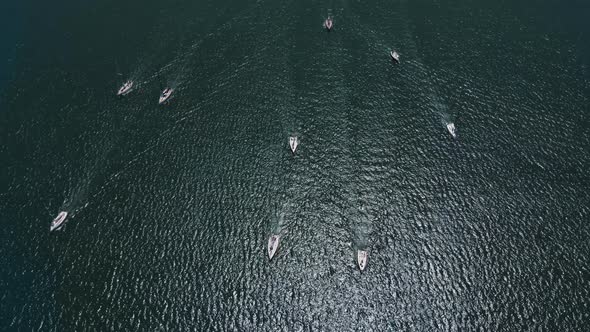 Sailing race at mediterranean sea. Sunny summer day.