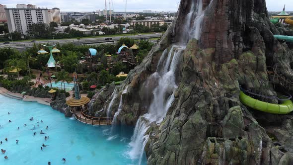 Amazing waterfall and pool in volcano bay orlando florida water theme park