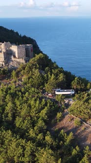 Vertical Video Alanya Castle  Alanya Kalesi Aerial View