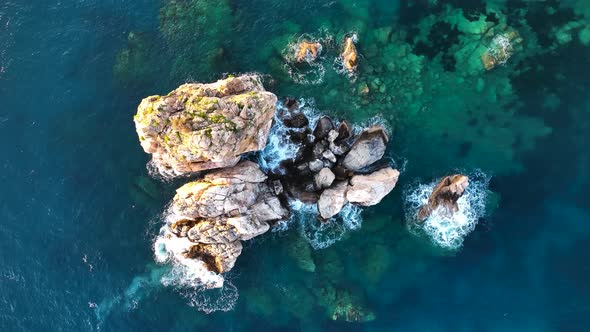 Azure beach on the Mediterranean Sea aerial view 4 K