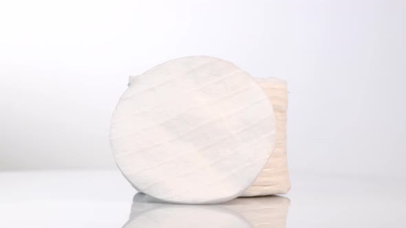 Cotton-pads, rotated, stack of cotton, swabs, isolated on white background, rotation