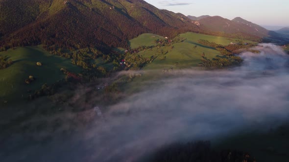 Beautiful Misty and Cloudy Fast Moving Aerial View