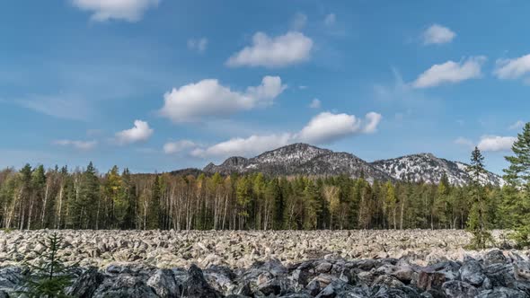 Timelapse at Taganay National Park in Russia in Autumn, "Big Stone River", Biggest Deposit