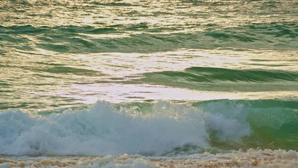 Close Up Of Disturbed Emerald Green Ocean Water Surface