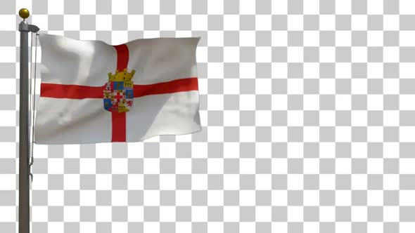 Almeria Province Flag (Spain) on Flagpole with Alpha Channel - 4K
