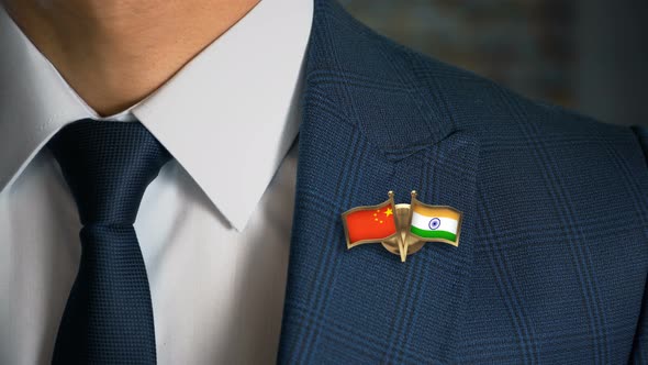 Businessman Friend Flags Pin China India