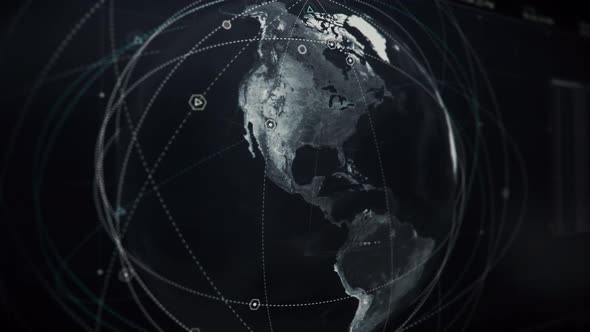 Futuristic Phantom Following Network Software Interface Scans Digital Global Map alt