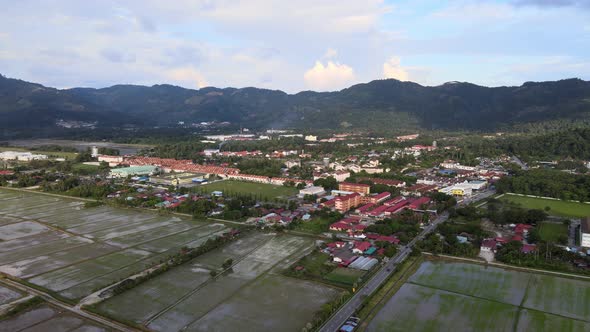 Aerial view Balik Pulau Malays Village
