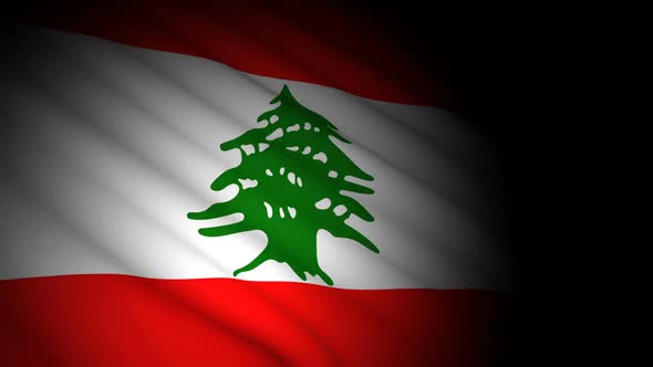 Lebanon Flag Blowing in Wind