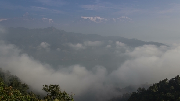 Himalayan Range And Fewa Lake