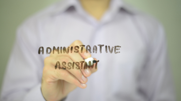 adminstrative assistant ,  Man Writing on Transparent Screen alt