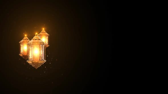 Ramadan Arab Golden Lantern On A Black Background 