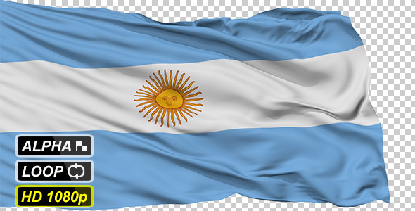 Isolated Waving National Flag of Argentina