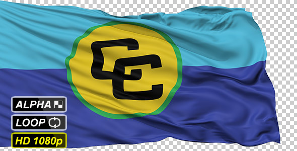 Isolated Waving Flag of Caricom