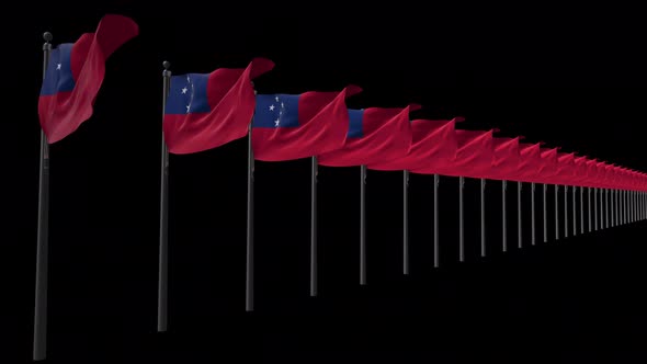 Row Of Samoa Flags With Alpha 4K