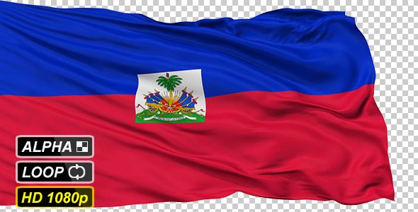 Isolated Waving National Flag of Haiti