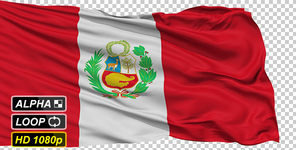 Isolated Waving National Flag of Peru