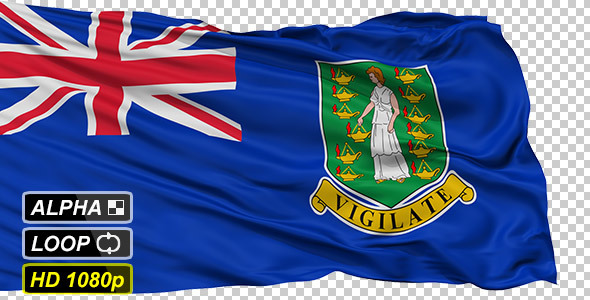 Isolated Waving National Flag of British Virgin Islands