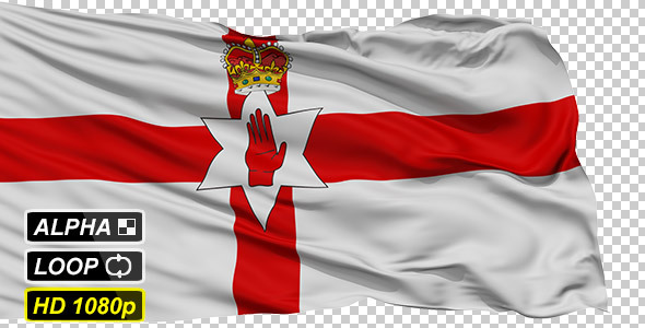Isolated Waving National Flag of Northern Ireland