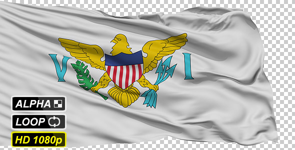 Isolated Waving National Flag of United States Virgin Islands