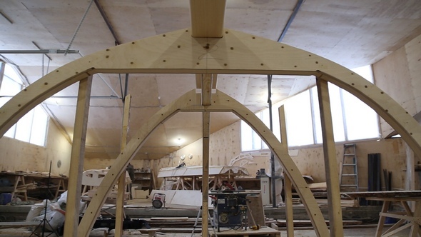 Start of Construction of a Boat at the Shipyard