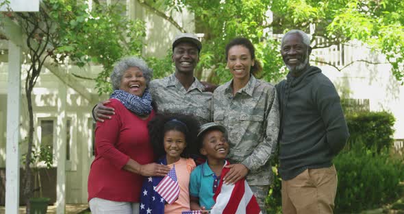 Portrait of soldier with his family alt