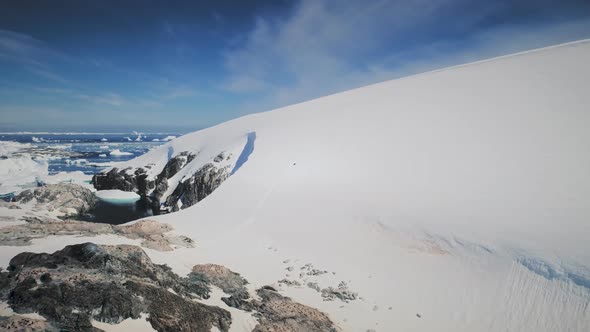 Epic Snow Antarctica Plenau Island Aerial View