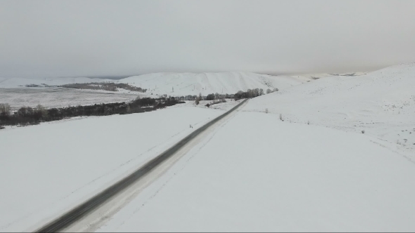 An Empty Road In Winter