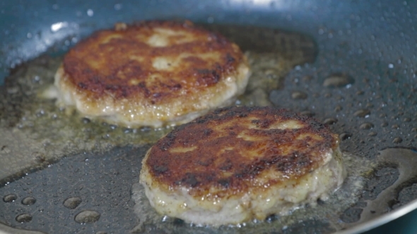 Cutlets Frying In Pan