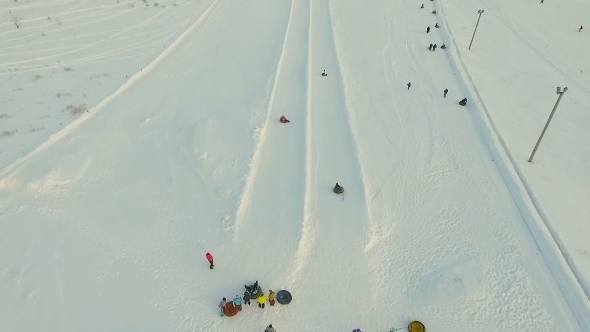 Flight Above Tne Snow Tubing Track.