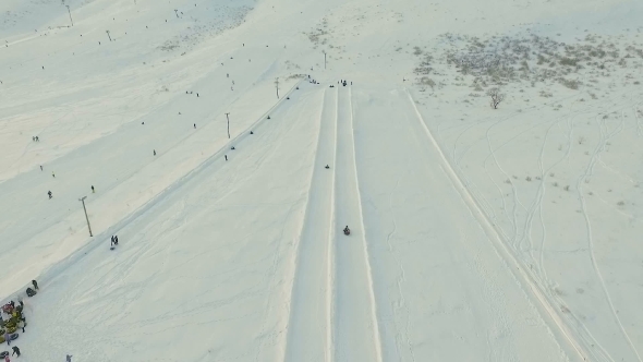 Flight Above Tne Snow Tubing Track.