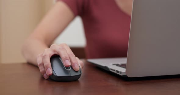 Woman work on computer at home