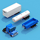 Truck with three trailers - 3DOcean Item for Sale