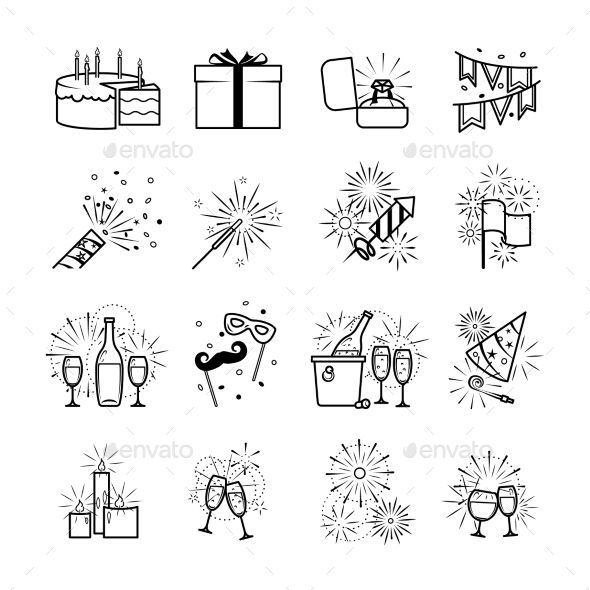 Vector Black Party Icons