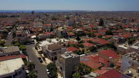 Aerial view of Limassol in Cyprus shot via drone during the day