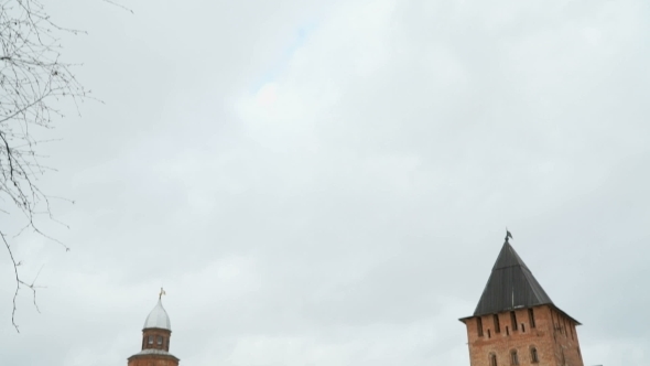 Old Towers Of Novgorod Kremlin, Veliky Novgorod, Russia