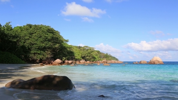 Beautiful Indian Ocean on The Beach of Anse Lazio