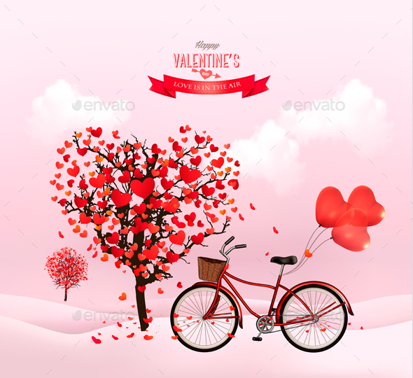 Valentines Day Background with a Heart Shaped Tree