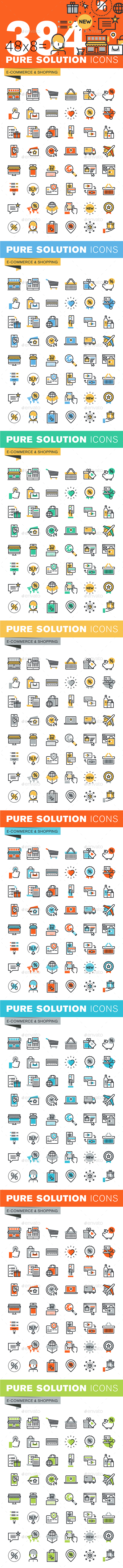 Set of Thin Line Flat Design Icons of E-Commerce and Shopping