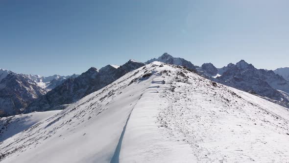 Aerial Landscape of Beautiful Winter Mountains