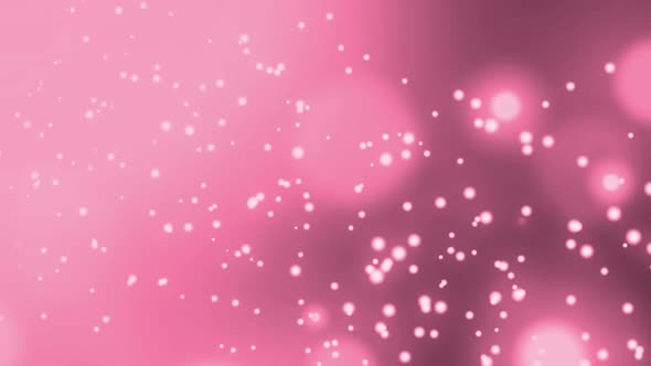 Animation of multiple glowing pink spots of light moving in hypnotic motion on pink background