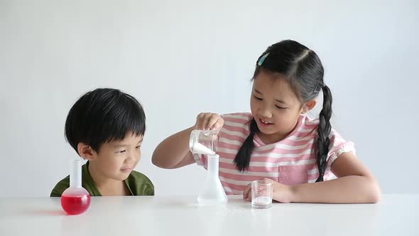 Asian Children Play Science Experiments