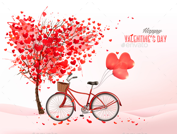 Valentines Day Background With A Heart Shaped Tree Vector