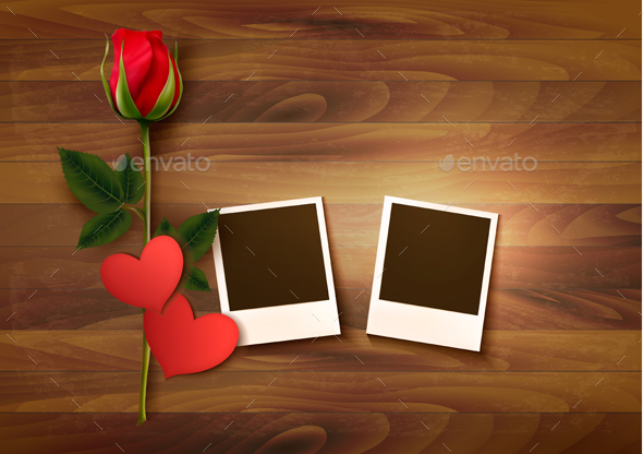 Valentines Day Background With Photos And Flowers