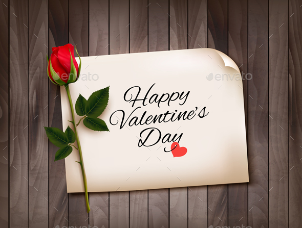 Happy Valentines Day Background With A Note  Vector