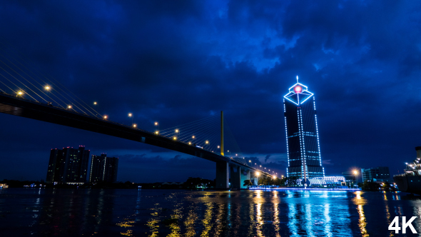 Building Beside River In Night City alt